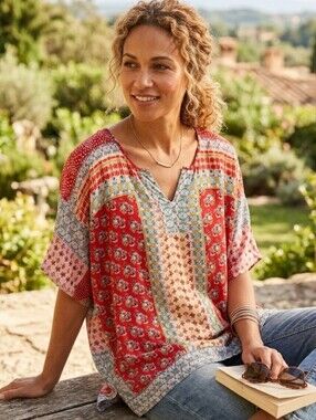 Love Kyla Printed Top Oversized Small Multicolor Viscose